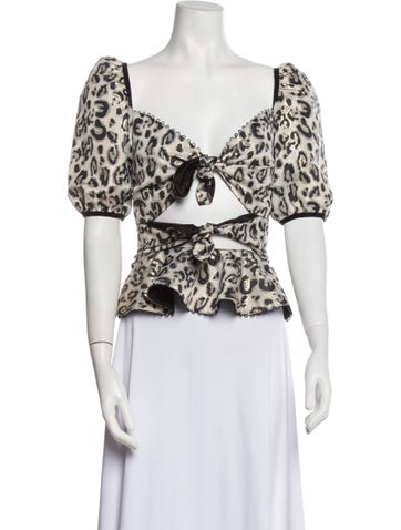 V. chapman Tops Printed V-Neck Crop Top S