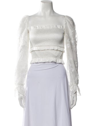 V. chapman Square Neckline Long Sleeve Crop Top