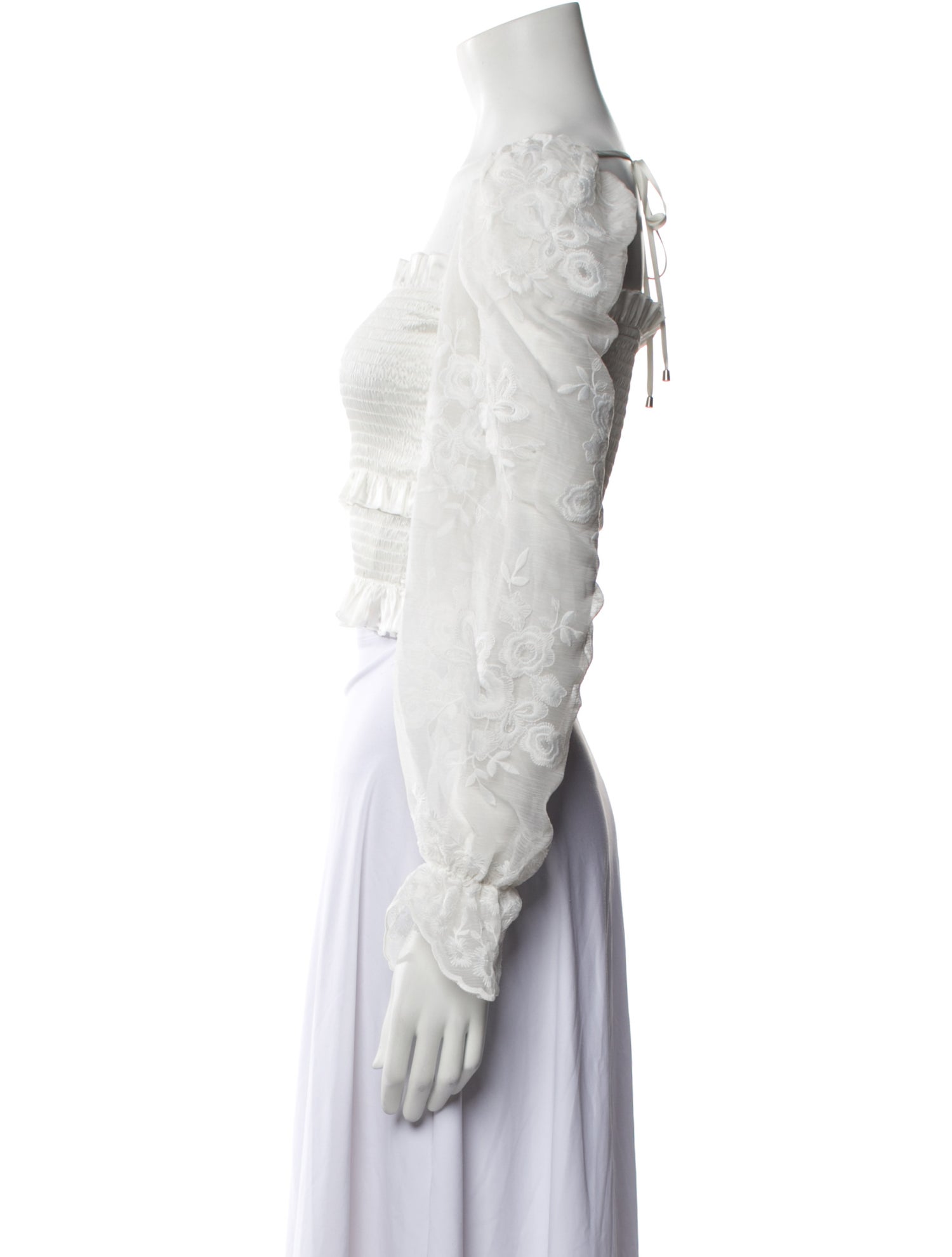 V. chapman Square Neckline Long Sleeve Crop Top