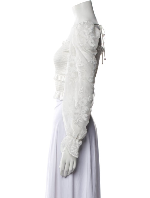 V. chapman Square Neckline Long Sleeve Crop Top