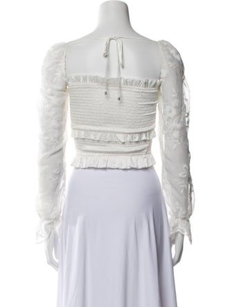 V. chapman Square Neckline Long Sleeve Crop Top