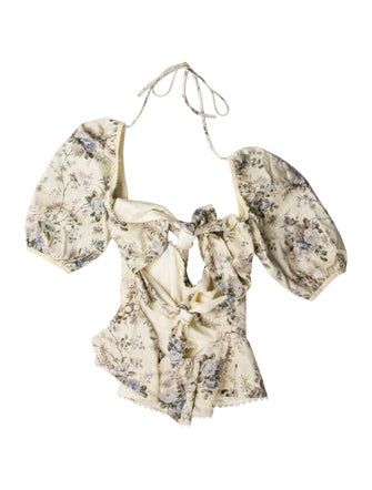 V. chapman Floral Print Square Neckline Top