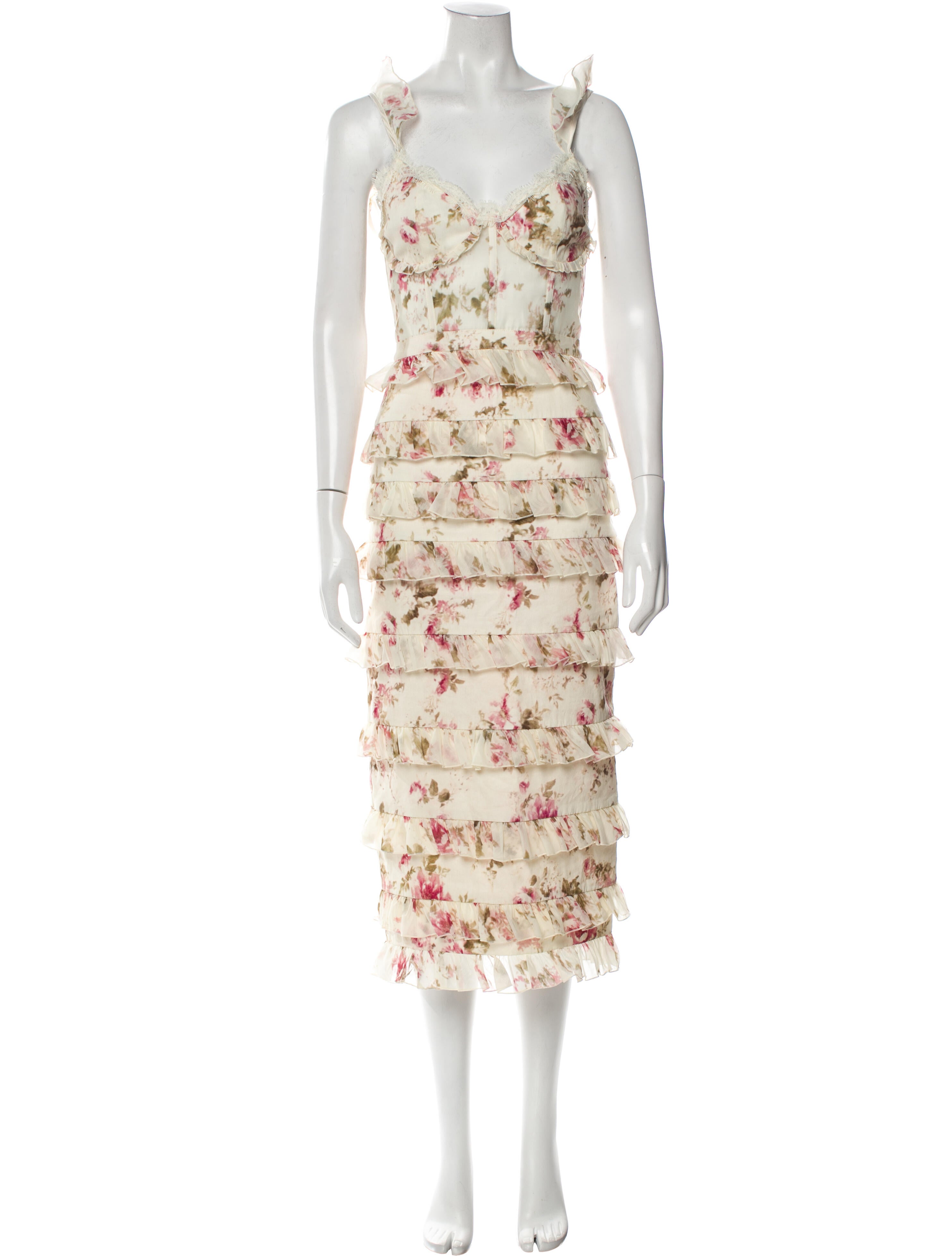 V. chapman Floral Print Midi Length Dress