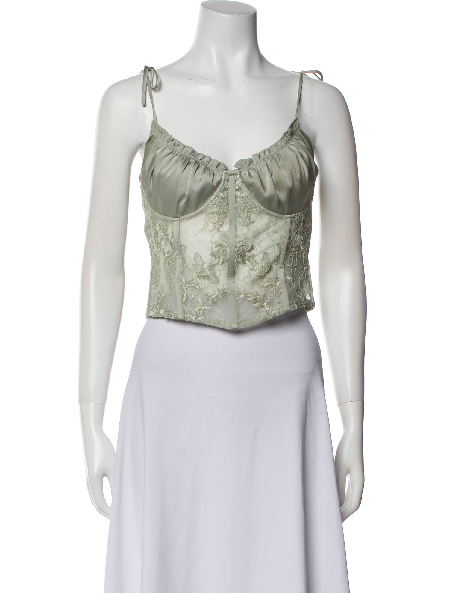 V. chapman Lace Pattern V-Neck Crop Top