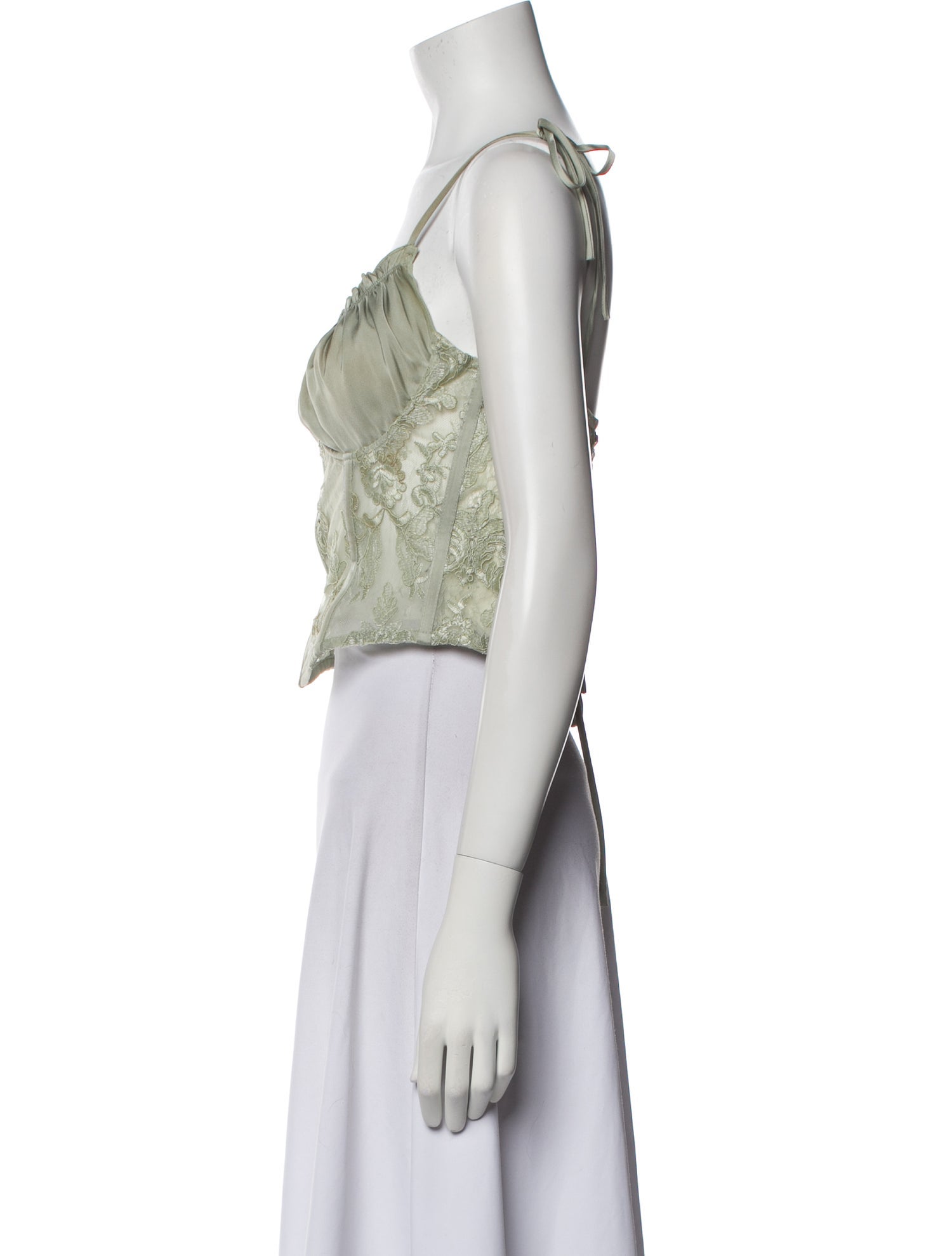 V. chapman Lace Pattern V-Neck Crop Top