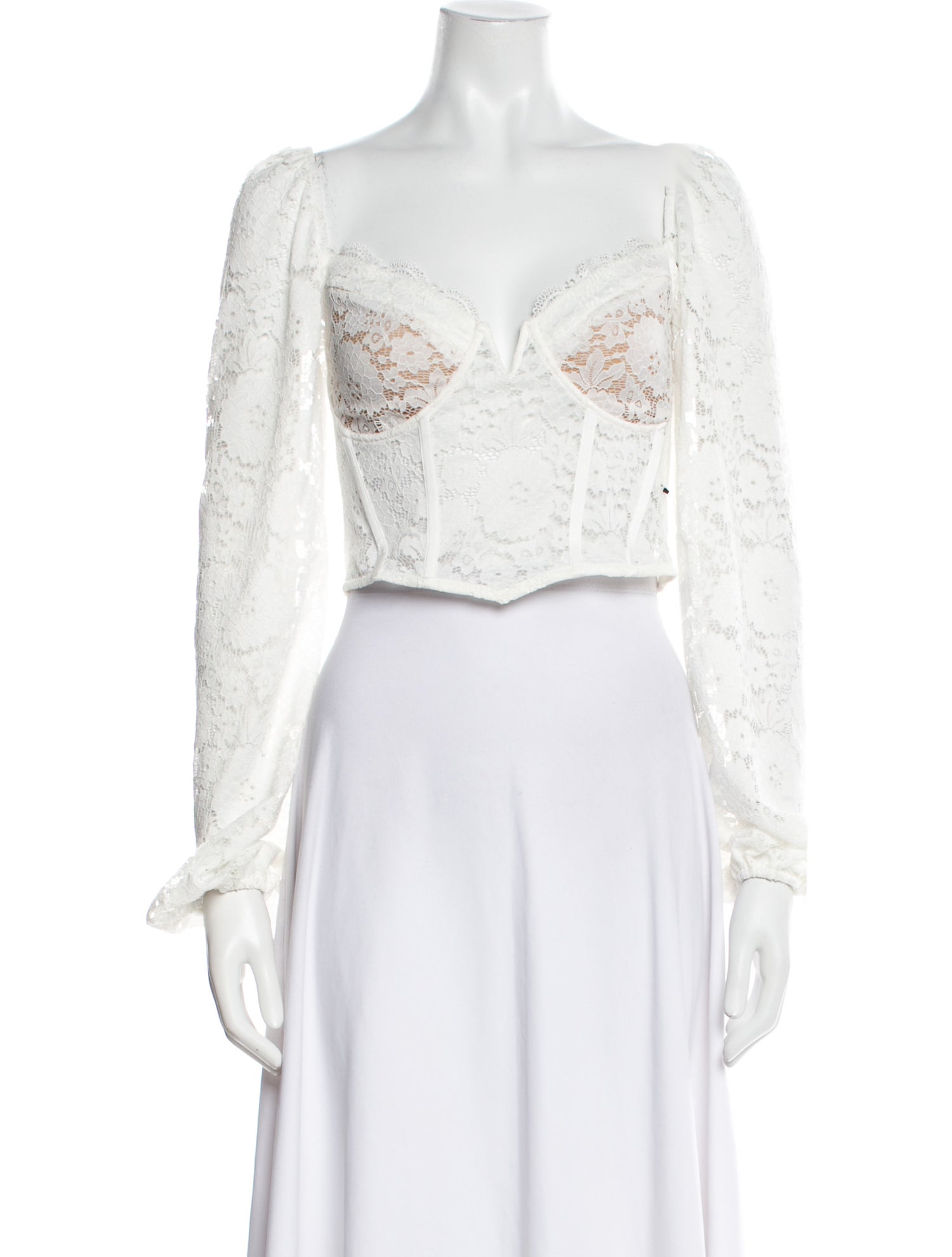 V. chapman Lace Pattern V-Neck Crop Top