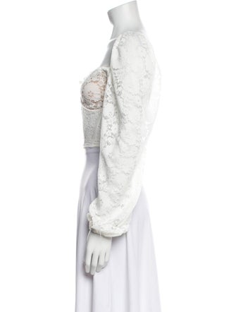 V. chapman Lace Pattern V-Neck Crop Top