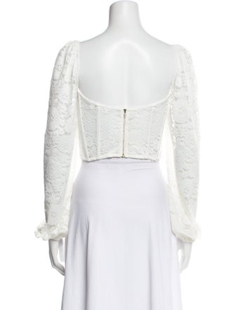 V. chapman Lace Pattern V-Neck Crop Top