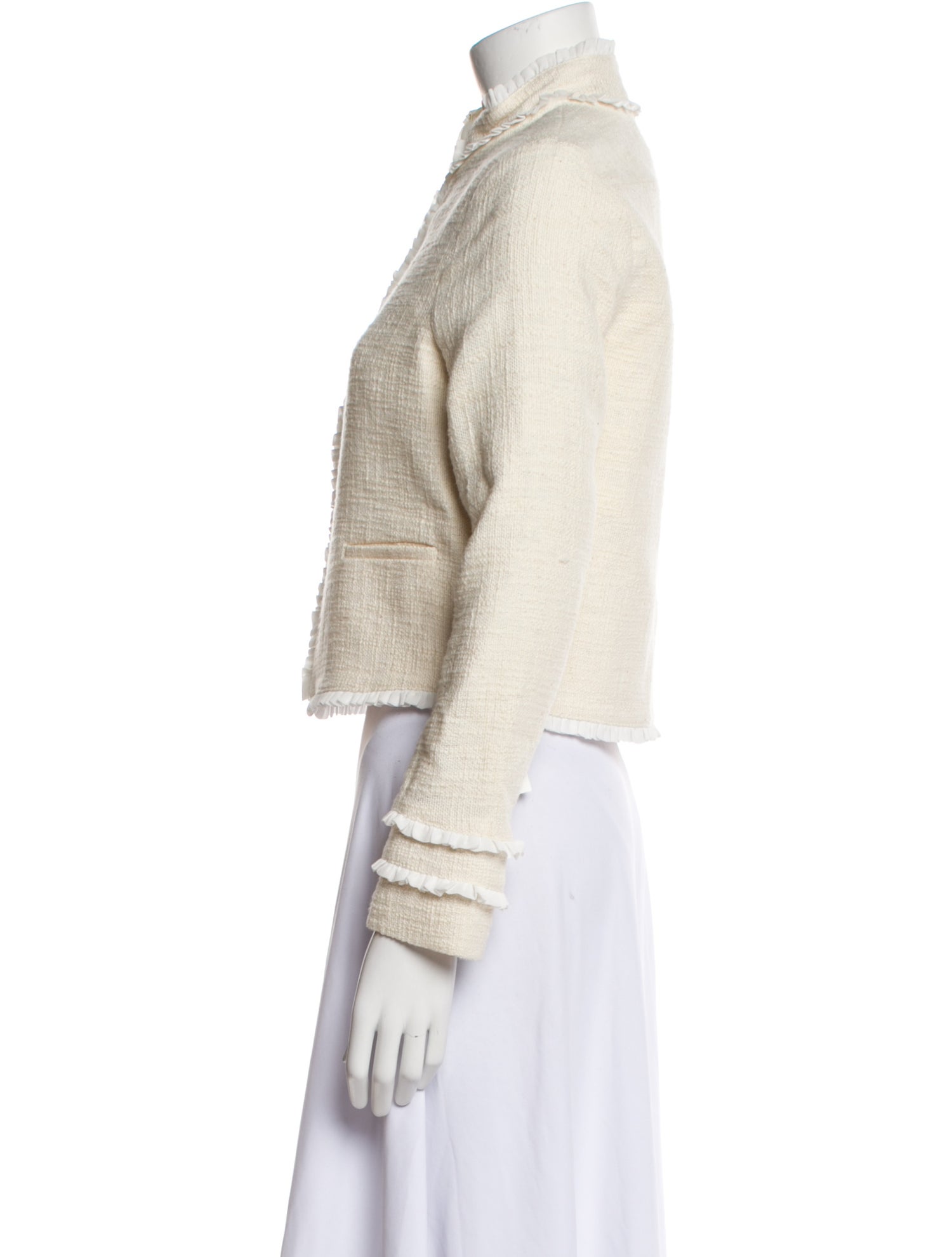 V. chapman Tweed Pattern Faux Fur Jacket