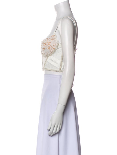 V. chapman Nylon Lace Pattern Crop Top