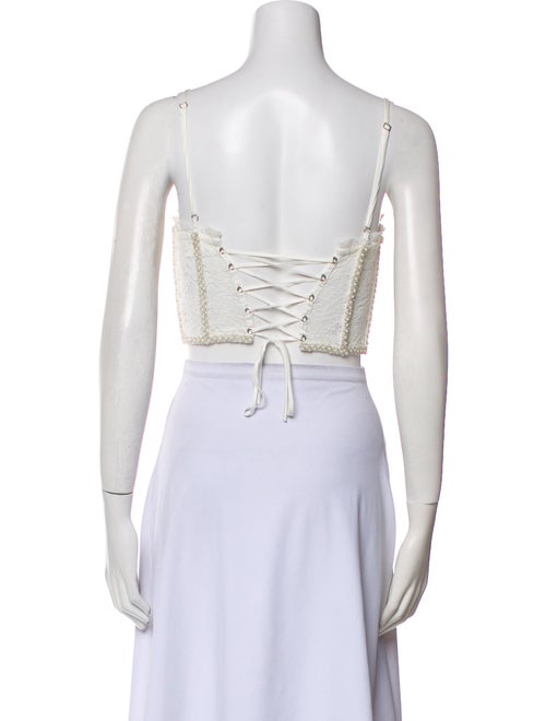 V. chapman Nylon Lace Pattern Crop Top