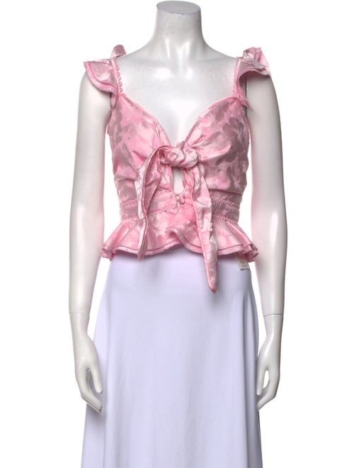 V. chapman Colorblock Pattern V-Neck Crop Top