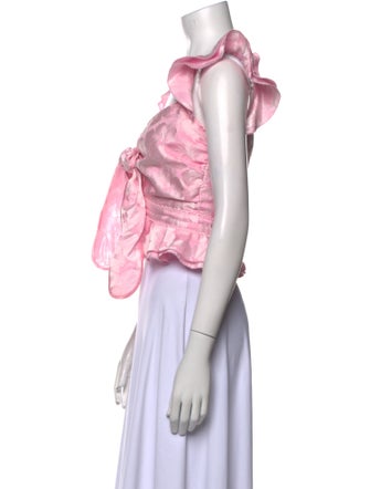 V. chapman Colorblock Pattern V-Neck Crop Top