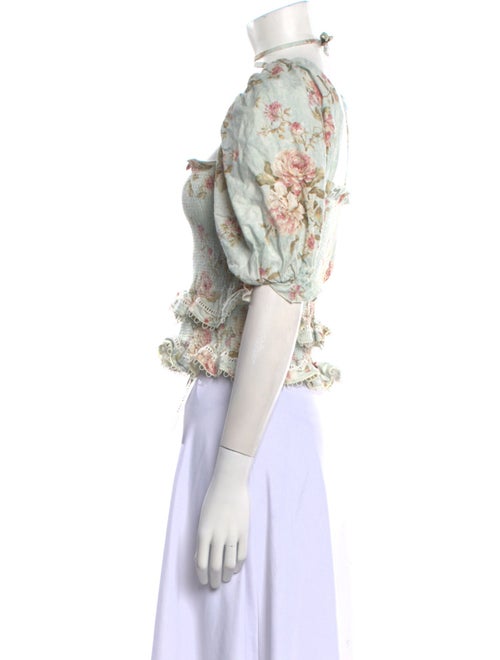 V. chapman Floral Print Mock Neck Crop Top