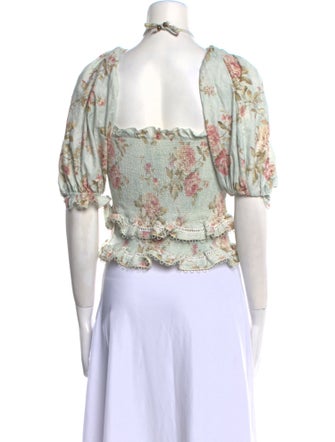 V. chapman Floral Print Mock Neck Crop Top