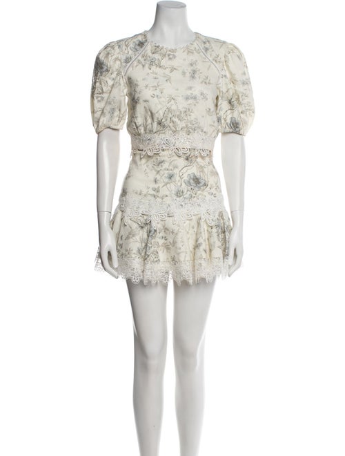 V. chapman Linen Floral Print Skirt Set