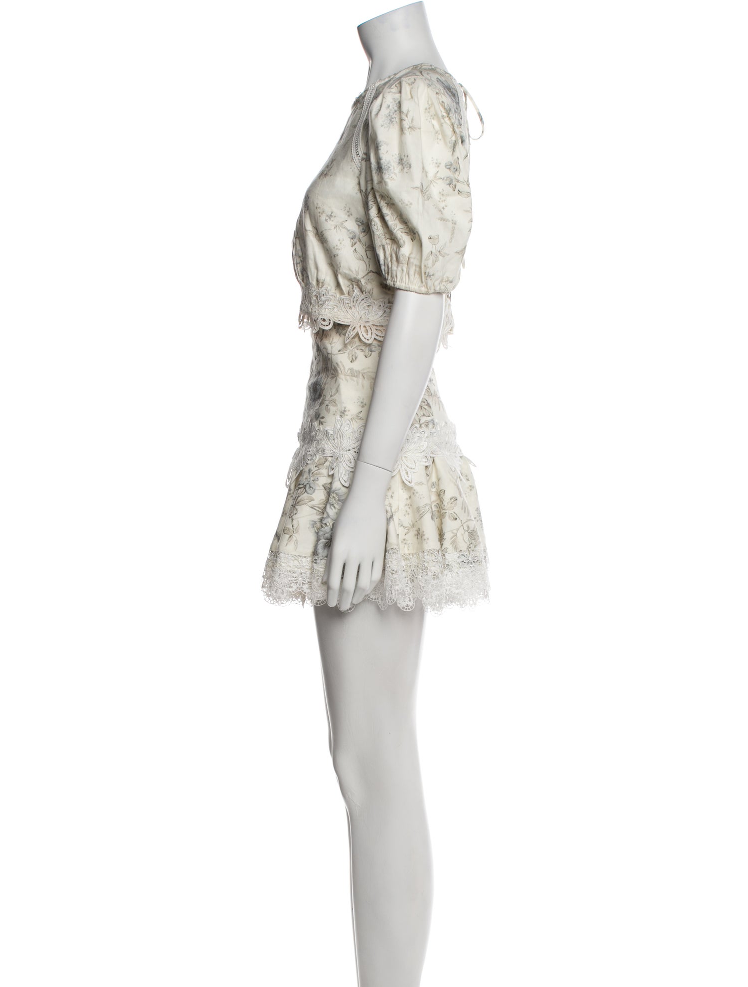 V. chapman Linen Floral Print Skirt Set