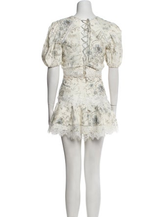 V. chapman Linen Floral Print Skirt Set