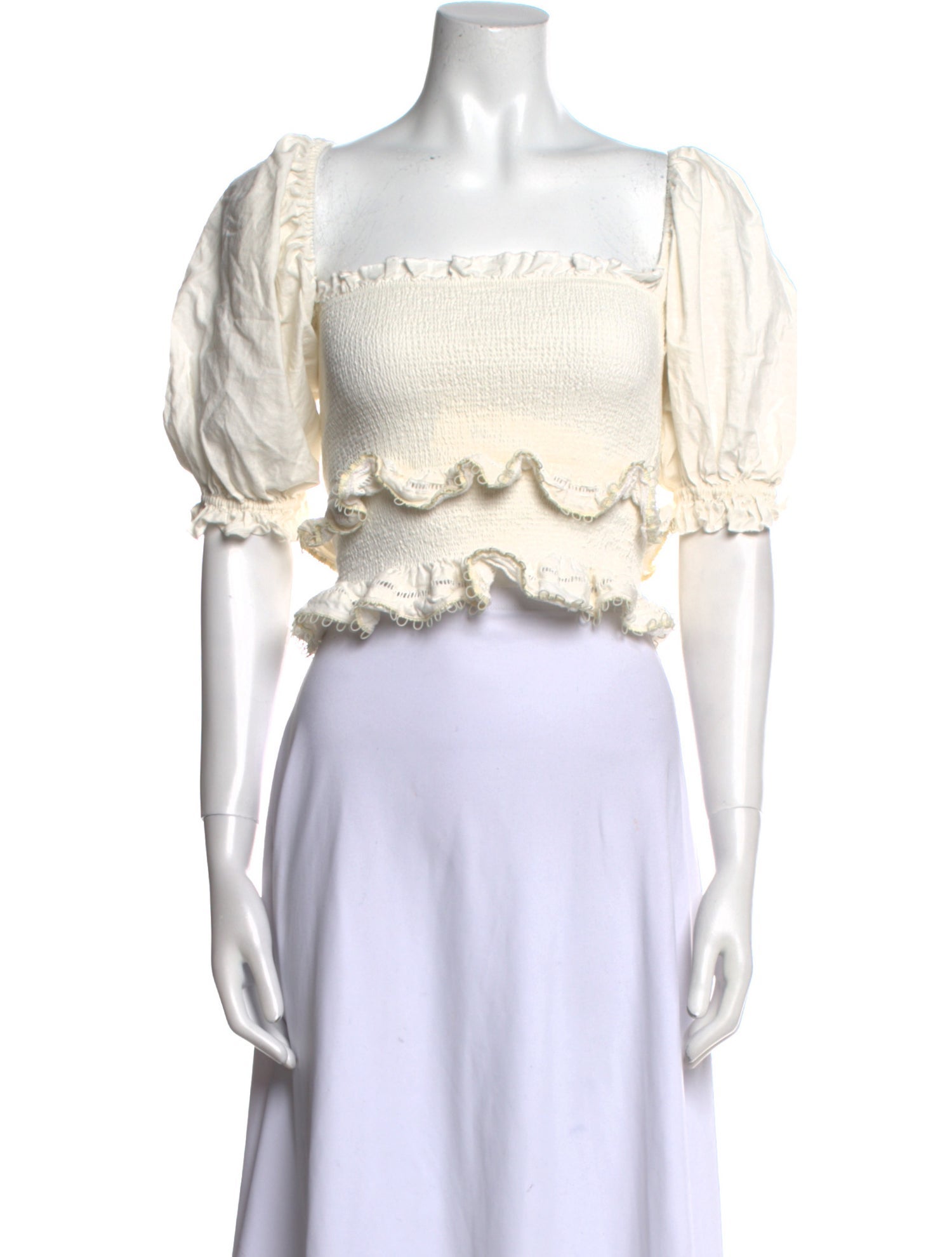 V. chapman Square Neckline Short Sleeve Crop Top