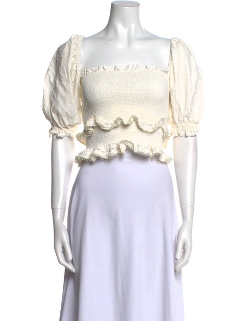 V. chapman Square Neckline Short Sleeve Crop Top