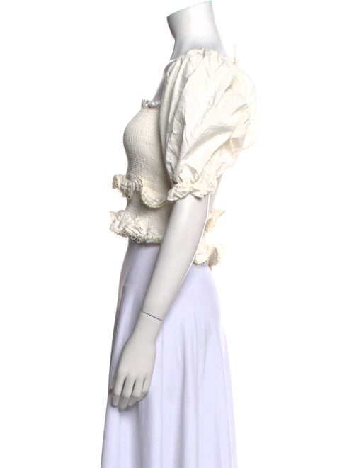 V. chapman Square Neckline Short Sleeve Crop Top