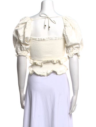 V. chapman Square Neckline Short Sleeve Crop Top