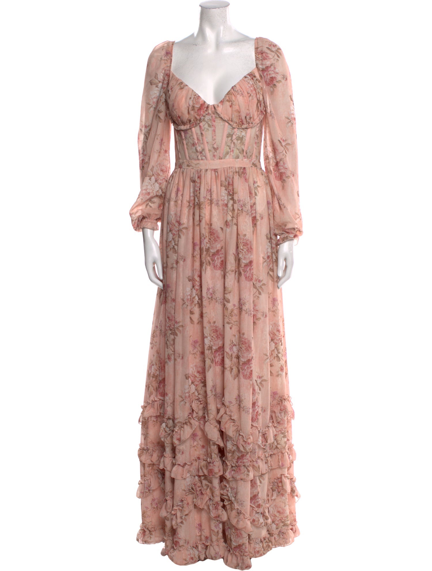 V. chapman Floral Print Long Dress