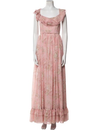 V. chapman Floral Print Long Dress