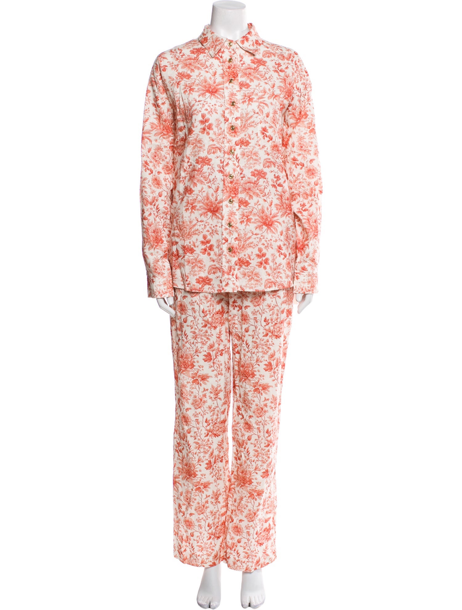 V. chapman Linen Floral Print Pant Set
