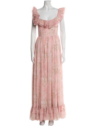 V. chapman Floral Print Long Dress