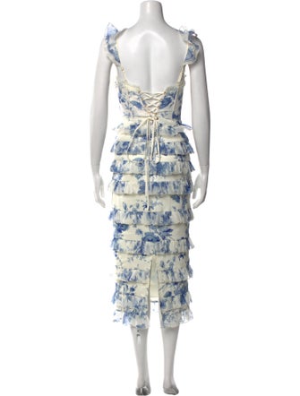 V. chapman Floral Print Midi Length Dress