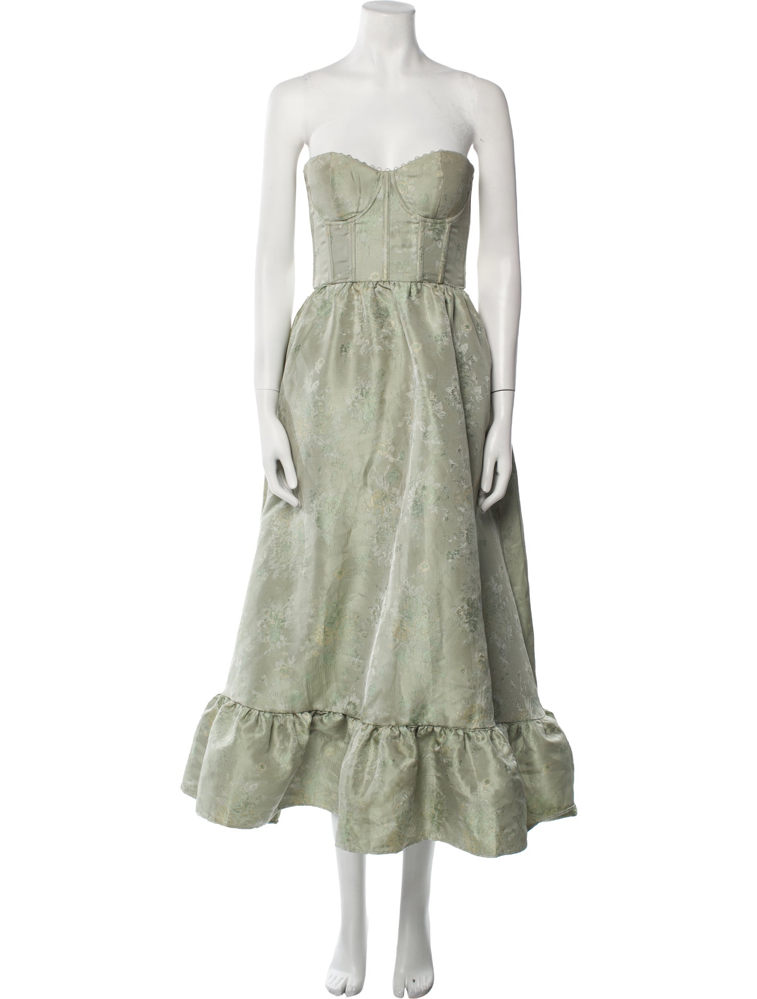 V. chapman Strapless Midi Length Dress in Green, Women's XS V. chapman Strapless Midi Length Dress in Green, Women's XS