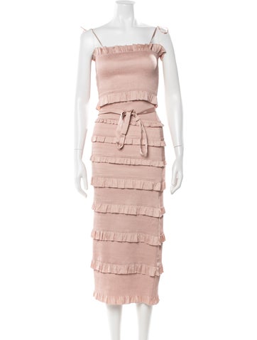 Pre-owned V. Chapman V-neck Midi Length Dress In Pink