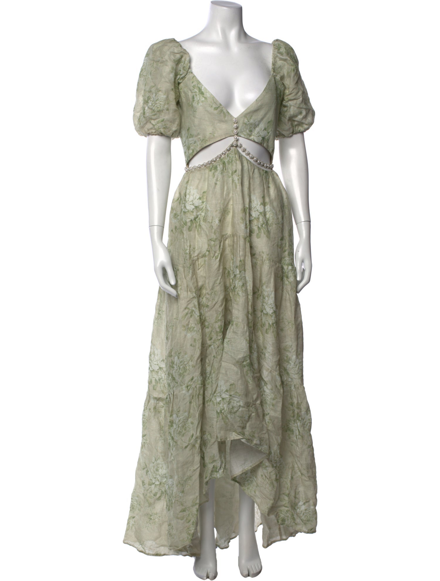V. chapman Linen Long Dress - Green Dresses, Clothing - WVCNH21453