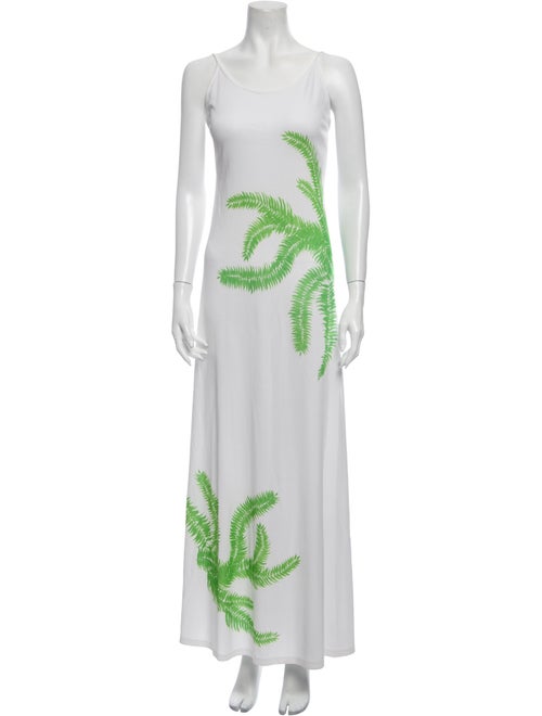 Victor Costa Printed Long Dress Green