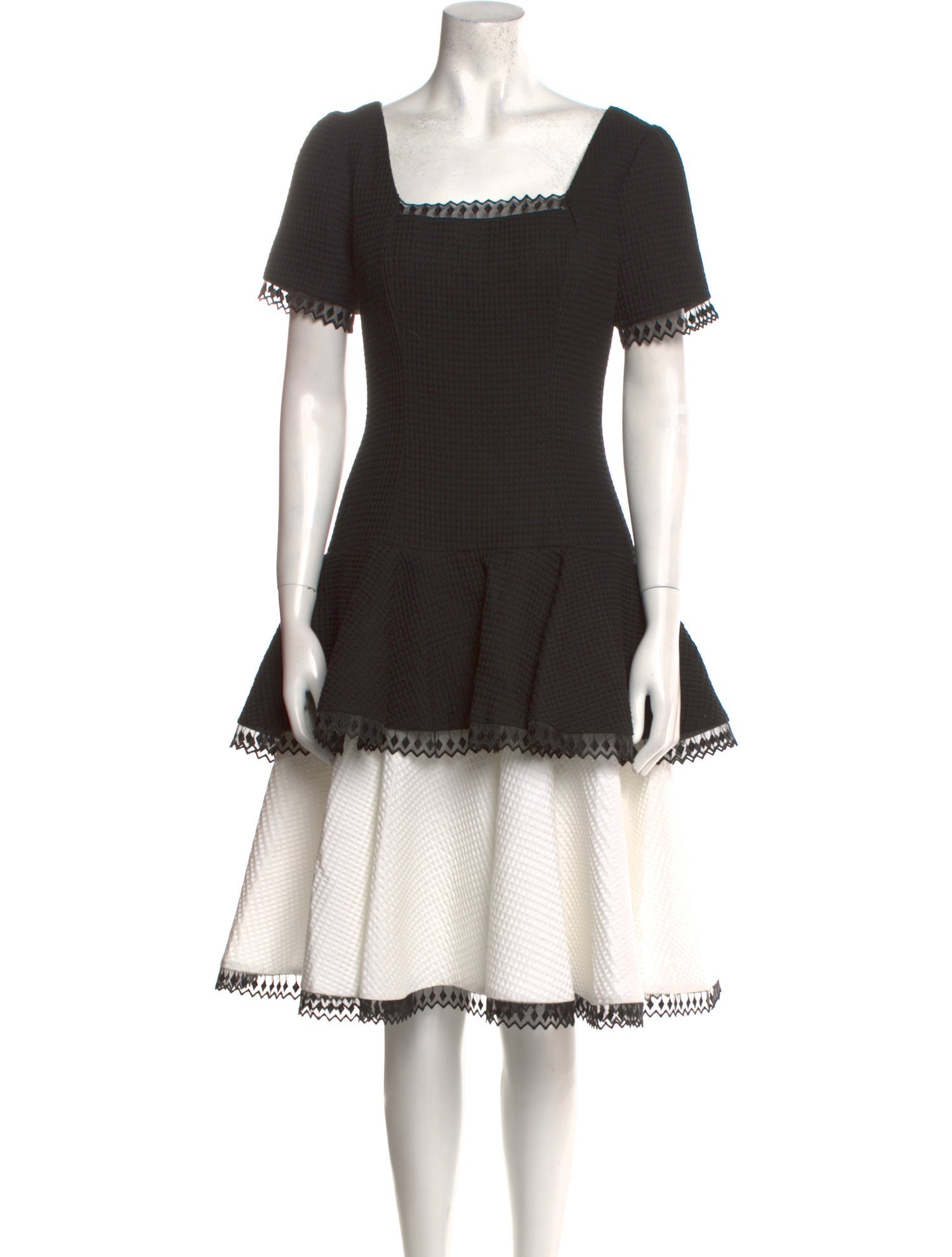 Victor Costa Square Neckline Knee-Length Dress