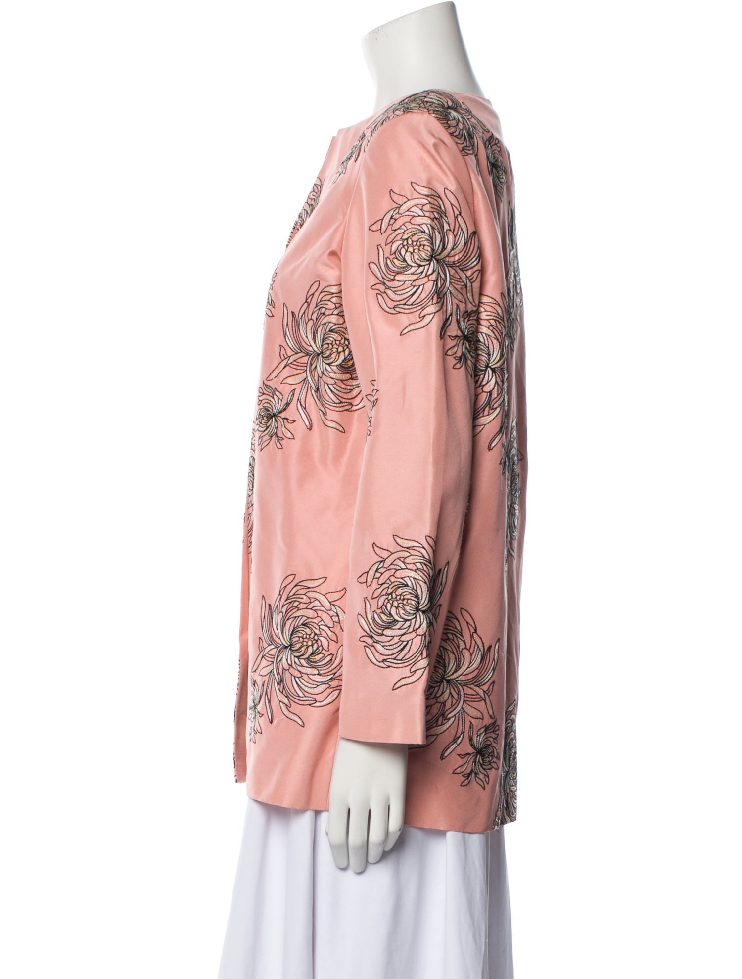 Victor Costa Silk Floral Print Jacket