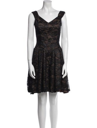 Victor Costa Lace Pattern Mini Dress