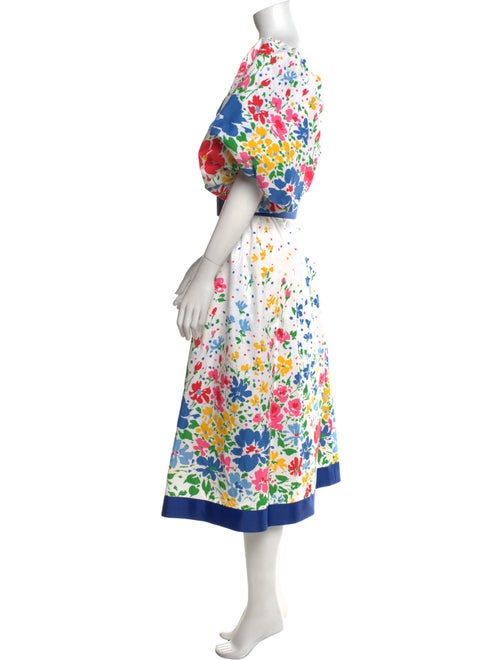 Victor Costa Floral Print Midi Length Dress