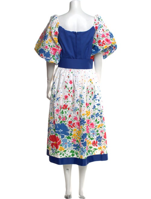 Victor Costa Floral Print Midi Length Dress