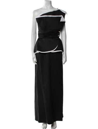 Victor Costa One-Shoulder Long Dress
