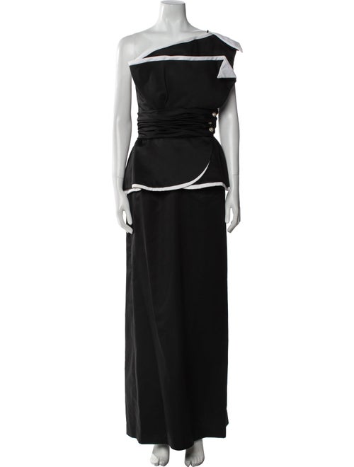 Victor Costa One-Shoulder Long Dress
