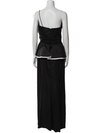 Victor Costa One-Shoulder Long Dress