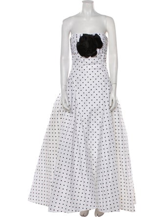 Victor Costa Polka Dot Print Long Dress