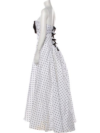 Victor Costa Polka Dot Print Long Dress