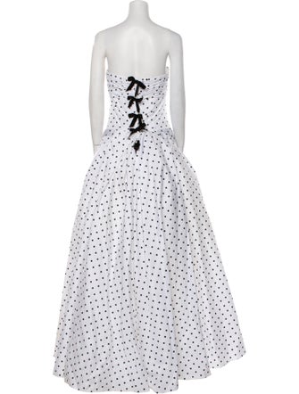 Victor Costa Polka Dot Print Long Dress