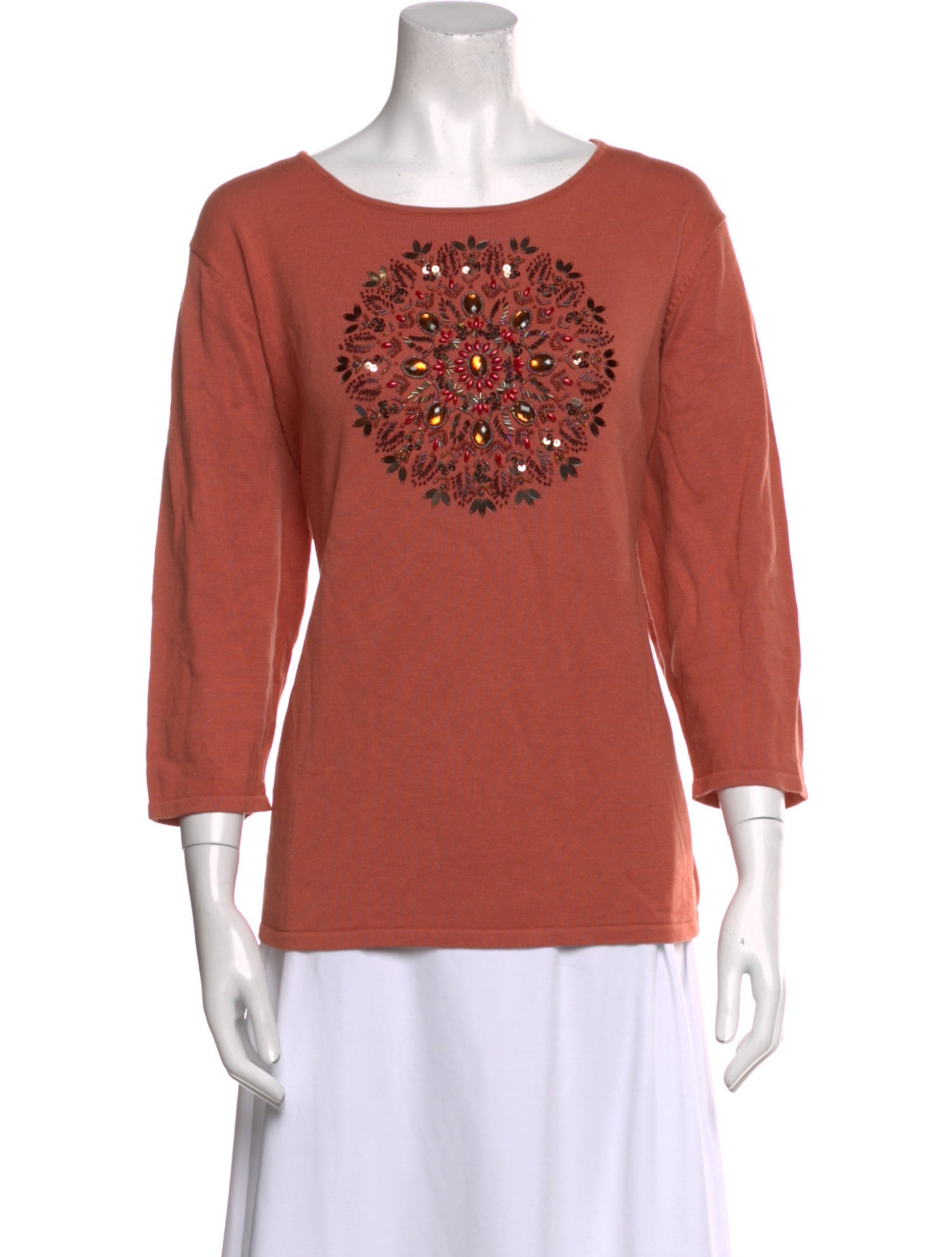 Victor Costa Graphic Print Scoop Neck Sweater