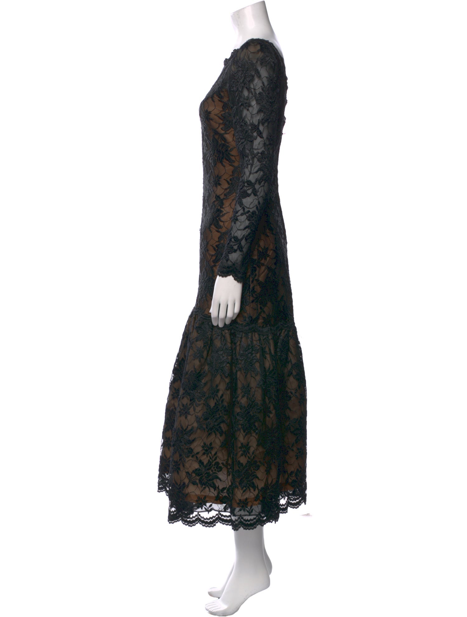Victor Costa Lace Pattern Long Dress