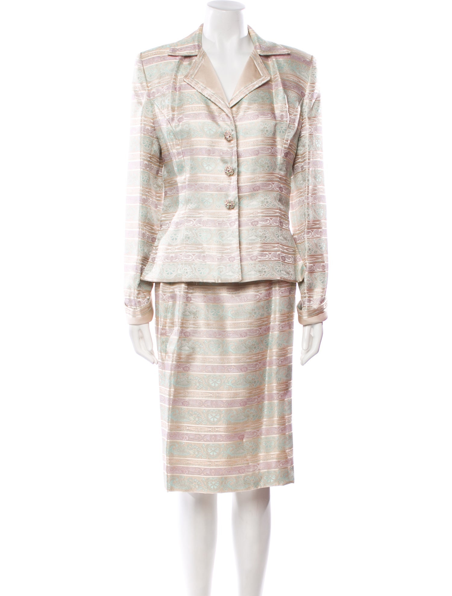 Victor Costa Printed Skirt Suit