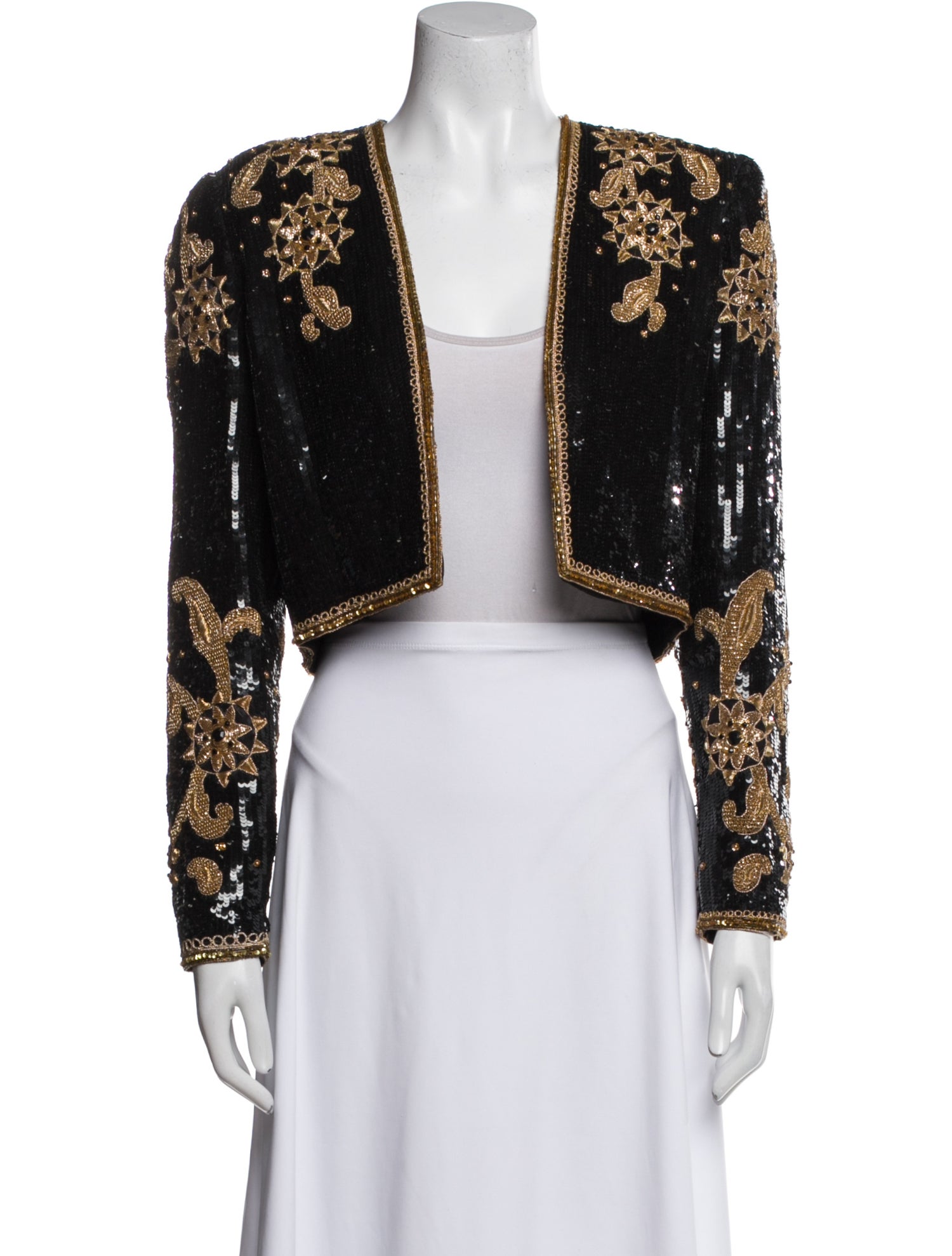 Victor Costa Silk Printed Evening Jacket